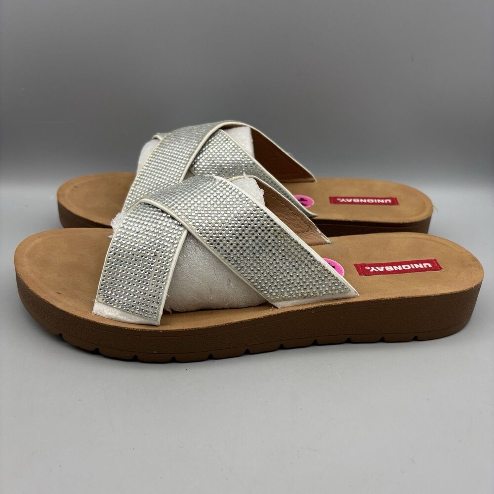 Union Bay Sparkle Sandals Women’s Size 11 Silver Sparkle Footbed